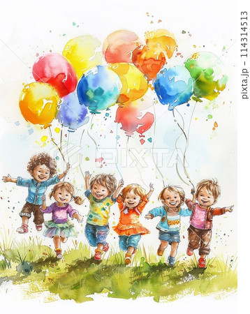 Children's Day, images convey the brightness, cheerfulness, and innocence of children. 114314513