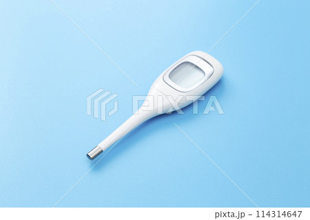 青背景に体温計 114314647