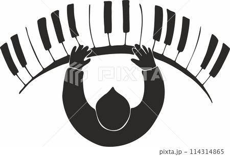 Hand drawn grand piano in sketch style. Music symbol vector illustration 114314865