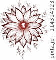 Vector red flower drawing . Color illustration of flowers in the style of line art 114314923
