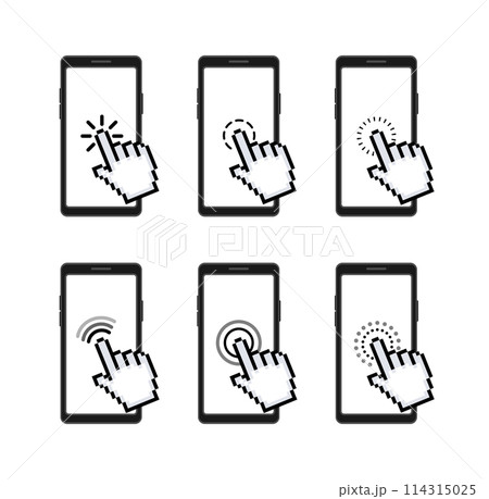 Set of Touch Screen Gestures for Smartphone Interface. Vector illustration Set of Touch Screen Gestures for Smartphone Interface. Vector illustration 114315025