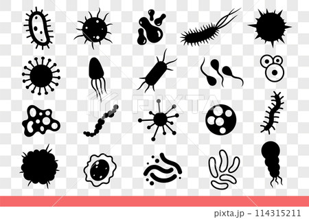 Bacteria and microbes that cause infection and spread infections in human body. Hand drawn doodle 114315211