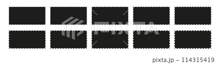 Wavy edge frames scalloped borders , rectangle and square box. Squiggle waves border. Flat vector illustration isolated on white background. Wavy edge frames scalloped borders , rectangle and square box. Squiggle waves border. Flat vector illustration isolated on white background. 114315419