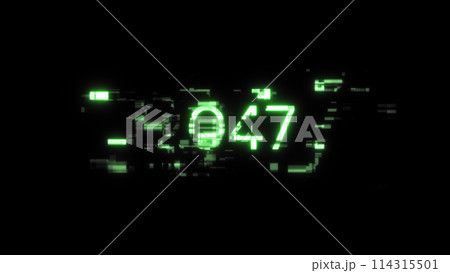 3D rendering 2047 text with screen effects of technological glitches 114315501