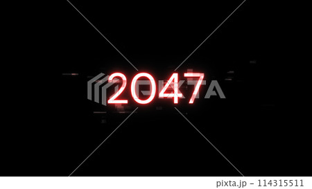 3D rendering 2047 text with screen effects of technological glitches 114315511