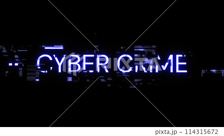 3D rendering cyber crime text with screen effects of technological glitches 3D rendering cyber crime text with screen effects of technological glitches 114315672