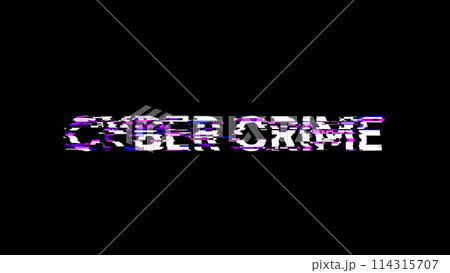 3D rendering cyber crime text with screen effects of technological glitches 114315707