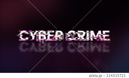 3D rendering cyber crime text with screen effects of technological glitches 114315721
