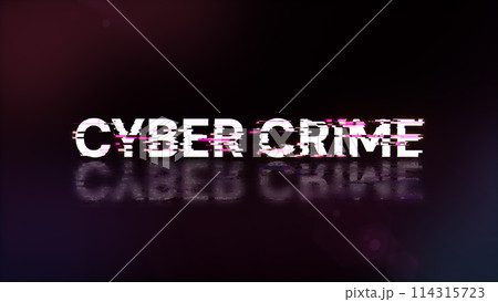 3D rendering cyber crime text with screen effects of technological glitches 114315723