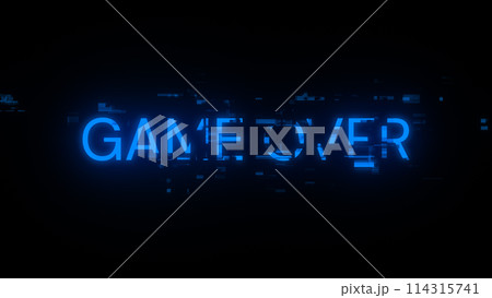 3D rendering game over text with screen effects of technological glitches 114315741