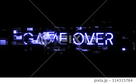 3D rendering game over text with screen effects of technological glitches 3D rendering game over text with screen effects of technological glitches 114315764