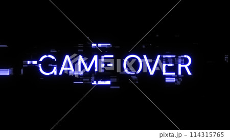 3D rendering game over text with screen effects of technological glitches 3D rendering game over text with screen effects of technological glitches 114315765