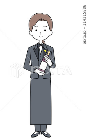 ソムリエの女性のイラスト ソムリエの女性のイラスト 114315886