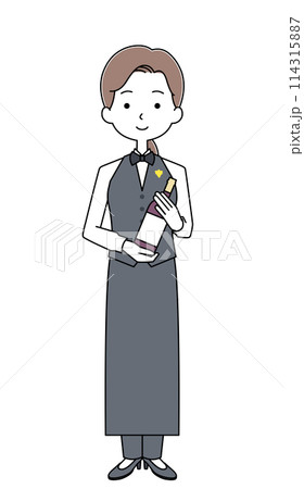 ソムリエの女性のイラスト 114315887
