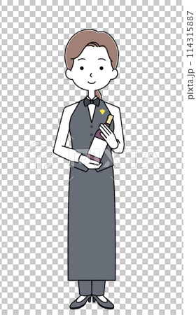 ソムリエの女性のイラスト 114315887