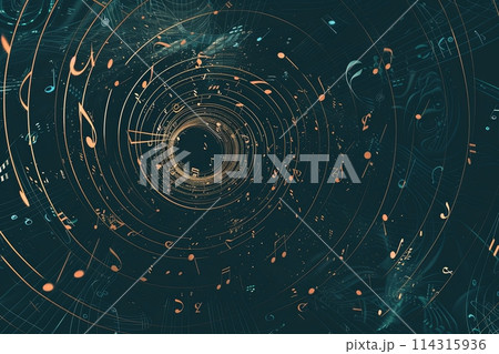 Music notes vortex Abstract musical background illustration 114315936