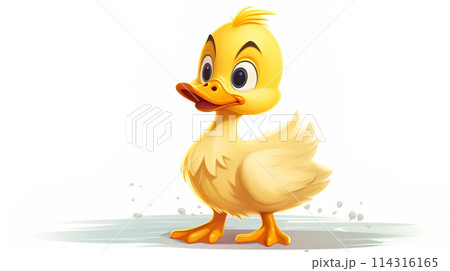 Cartoon, duckling on white background , Generate AI 114316165