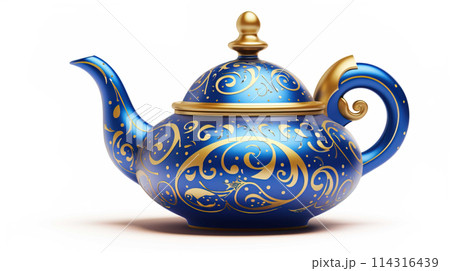 cartoons, Aladdin's genie's magic teapot on a white background , Generate AI 114316439