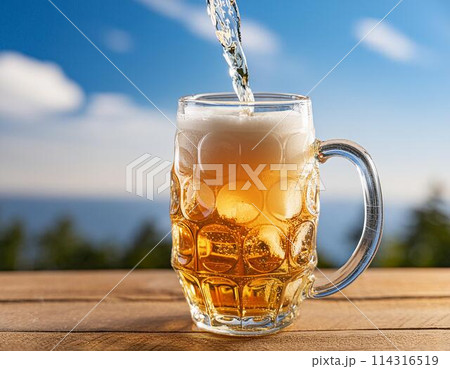 真横から見たビールジョッキ 114316519