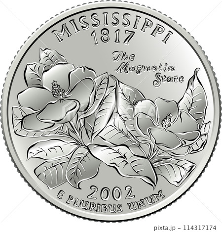 American money quarter 25 cent coin Mississippi 114317174
