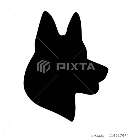 Dog icon, pet face profile vector silhouette glyph pictogram illustration Dog icon, pet face profile vector silhouette glyph pictogram illustration 114317474