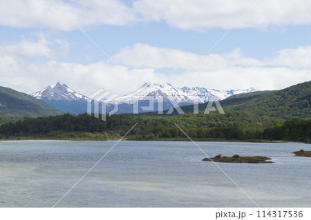 Lapataia bay landscape, Tierra del Fuego, Argentina 114317536