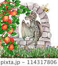 Watercolor hand drawn tropical cute dinosaurs composition. Dino illustration perfect for design, wallpaper, scrapbooking, invitation, wedding or greetings card. 114317806