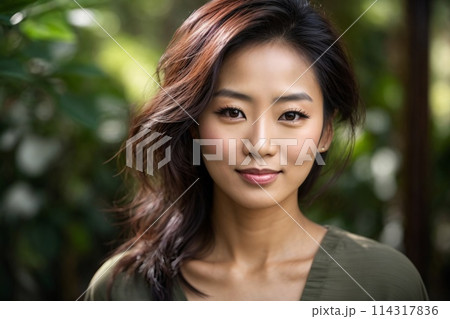 Japanese beautiful woman portrait with smooth...のイラスト素材 [114317836] - PIXTA