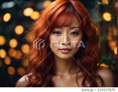 Japanese beautiful woman portrait with smooth...のイラスト素材 [114317870] - PIXTA