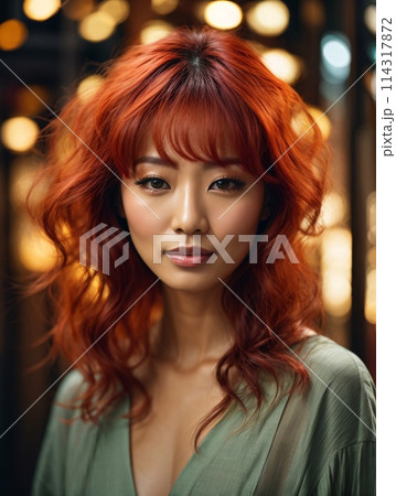 Japanese beautiful woman portrait with smooth...のイラスト素材 [114317872] - PIXTA