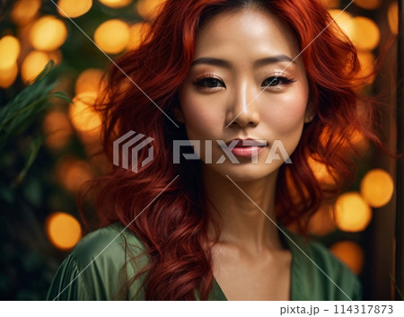 Japanese beautiful woman portrait with smooth...のイラスト素材 [114317873] - PIXTA