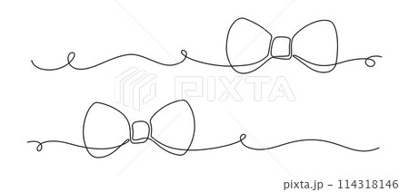 Bows single line art drawing abstract minimal one line divider or border Bows single line art drawing abstract minimal one line divider or border 114318146