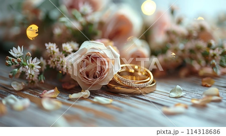 Bouquet of Flowers Resting on the Ground 114318686