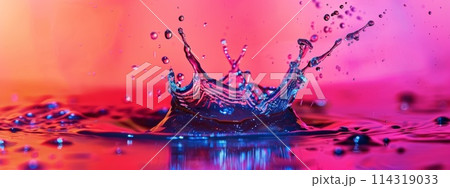 Splash of water in neon red lights Splash of water in neon red lights 114319033