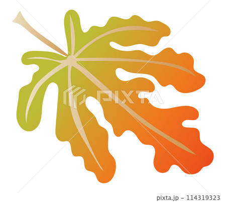 Abstract autumn maple leaf with veins in flat design. Fall orange foliage. Vector illustration isolated. 114319323