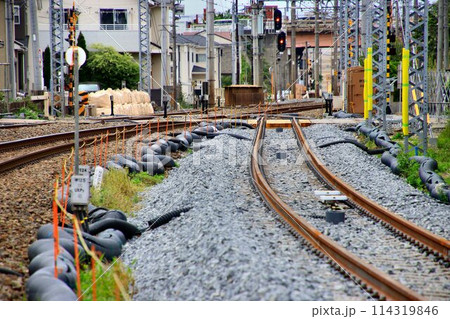 進む準備段階… 高架化に向け線路切替工事を目前に控えた『春日部~北春日部駅間』上り本線 進む準備段階… 高架化に向け線路切替工事を目前に控えた『春日部~北春日部駅間』上り本線 114319846