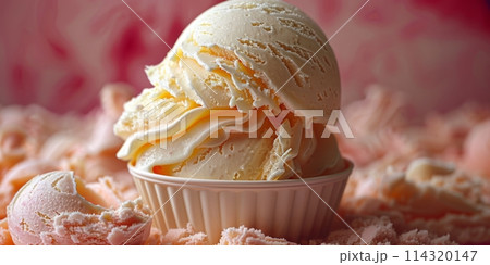Creamy Ice Cream Sorbet Texture. Sweet Gelato Dessert Presentation Background. Creamy Ice Cream Sorbet Texture. Sweet Gelato Dessert Presentation Background. 114320147