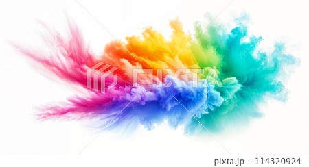 Colorful smoke against white background. 114320924