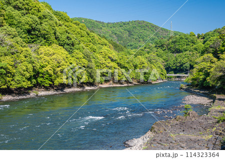 新緑の山峡　宇治川　京都府宇治市 114323364