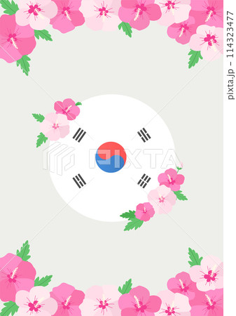 Korean Anniversary Illustration with Rose of Sharon. Korean Anniversary Illustration with Rose of Sharon. 114323477