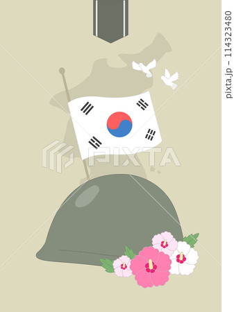 Korean Anniversary Illustration with Rose of Sharon. 114323480
