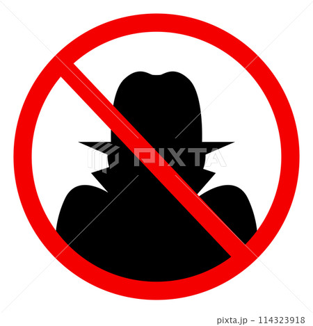 Anti Spy icon. Hacker sign. No thefts symbol. flat style. Anti Spy icon. Hacker sign. No thefts symbol. flat style. 114323918