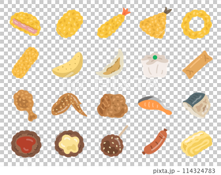 Illustration set of prepared food icons 114324783