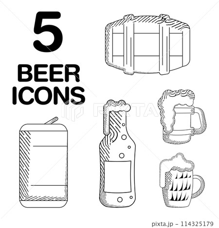 Vintage beers sketches Icon set Vector 114325179