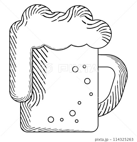 Sketch of a beer glass with foam Vector 114325263