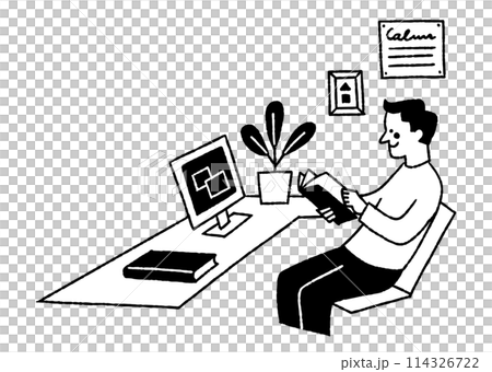 A man checking work documents at home_2 A man checking work documents at home_2 114326722