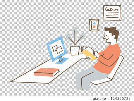 Man checking work documents at home_Color 114326725