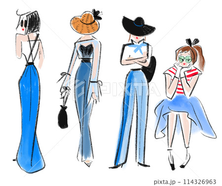 デニムコーデの女性イラスト 114326963