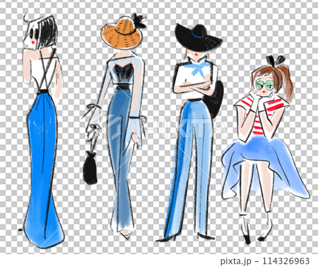 デニムコーデの女性イラスト 114326963