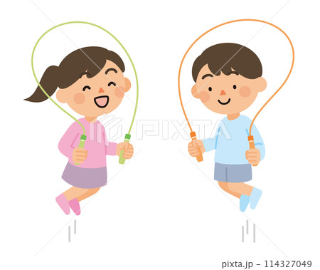 縄跳びをする子供たち 114327049